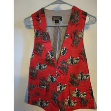 POSH Red Holiday Sleigh Print Vest 111
