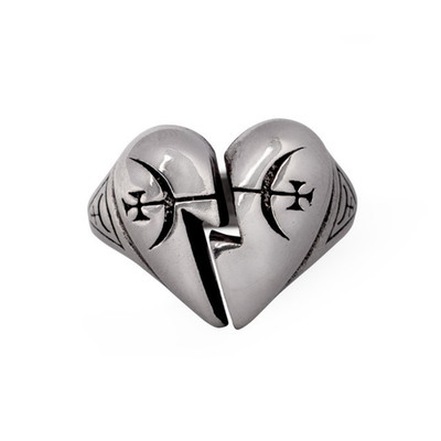 Alchemy Gothic Broken Promise Heart Ring Transformation Adjustable Pewter R258