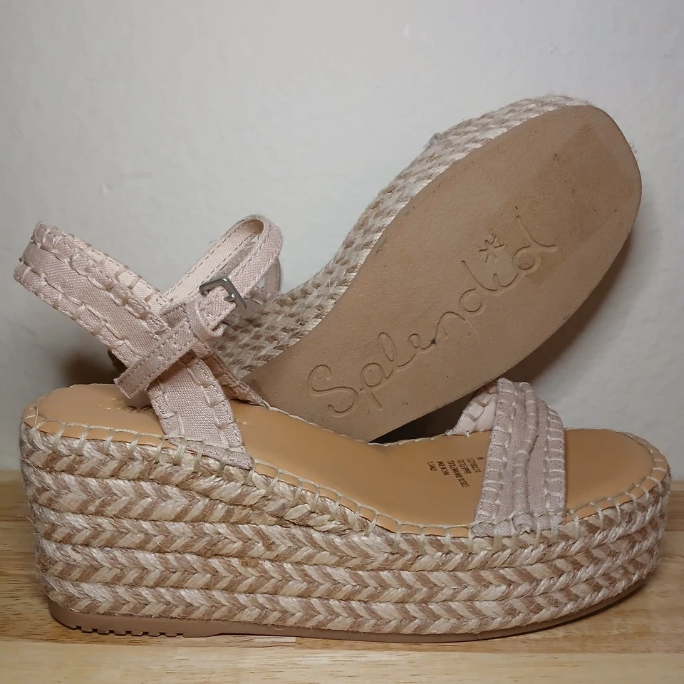 Splendid Espadrille Wedge Sandals Womens Size 8 Beige Platform Heel Ankle Strap - Image 2 of 4