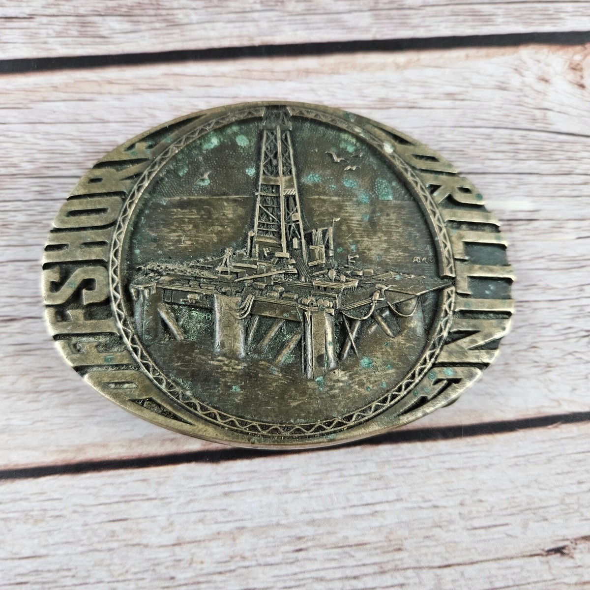 Award Design Medals Inc Offshore Drilling solid brass belt buckle petroliana