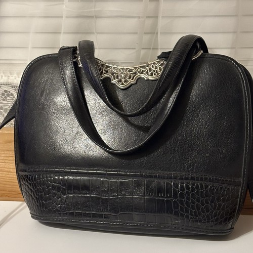 Borsa a tracolla media vintage BRIGHTON in pelle strutturata nera - Foto 11 di 15