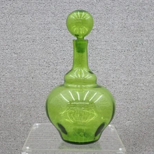 Blenko Mid Century Modern Myers Ribbed Decanter in Olive Color BEAUTIFUL!