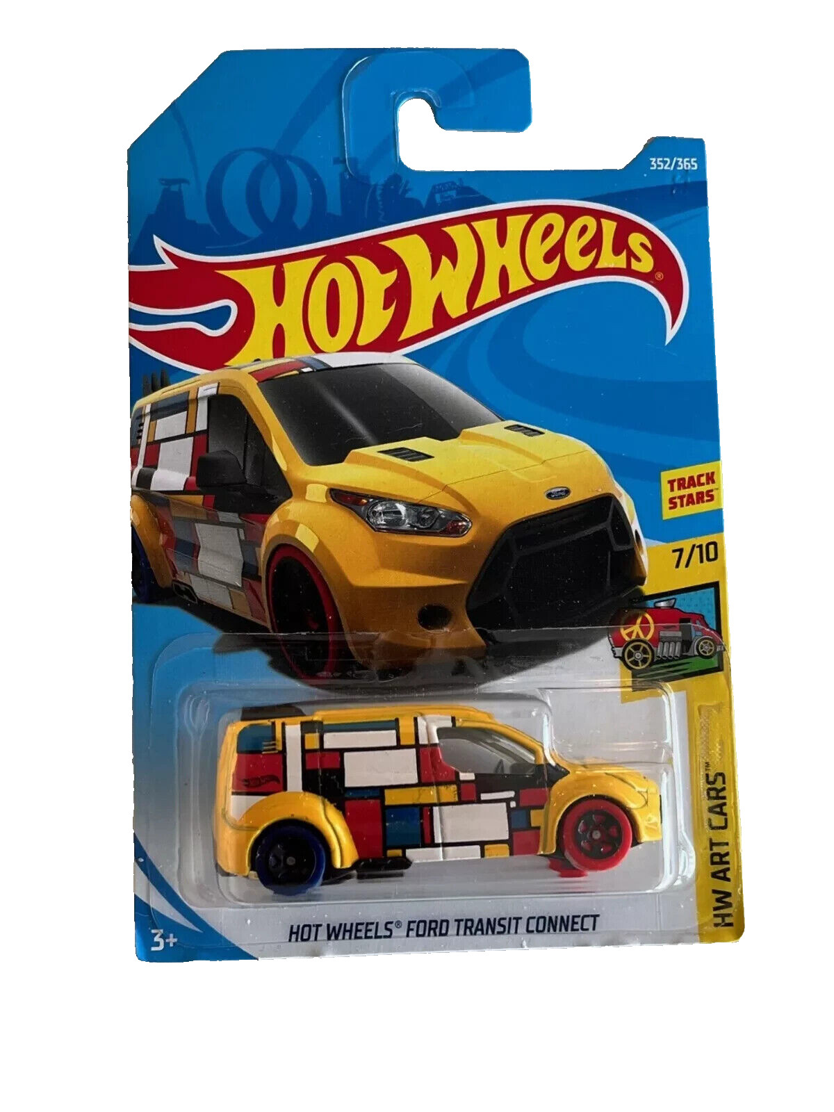2018 Hot Wheels #352 HW Art Cars 7/10 HOT WHEELS FORD TRANSIT CONNECT Yellow