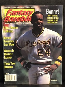 Barry Bonds - Fantasy Baseball Magazine Cover 1991 RARE - Pittsburgh Pirates 