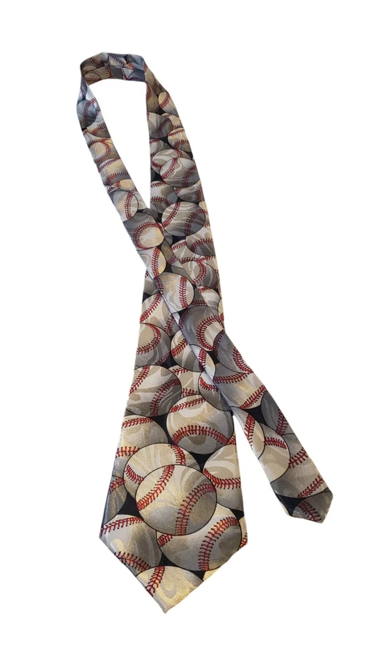Corbata de béisbol Steven Harris para hombre hecha a mano blanca roja entrenador deportivo divertido Foto 3 de 4