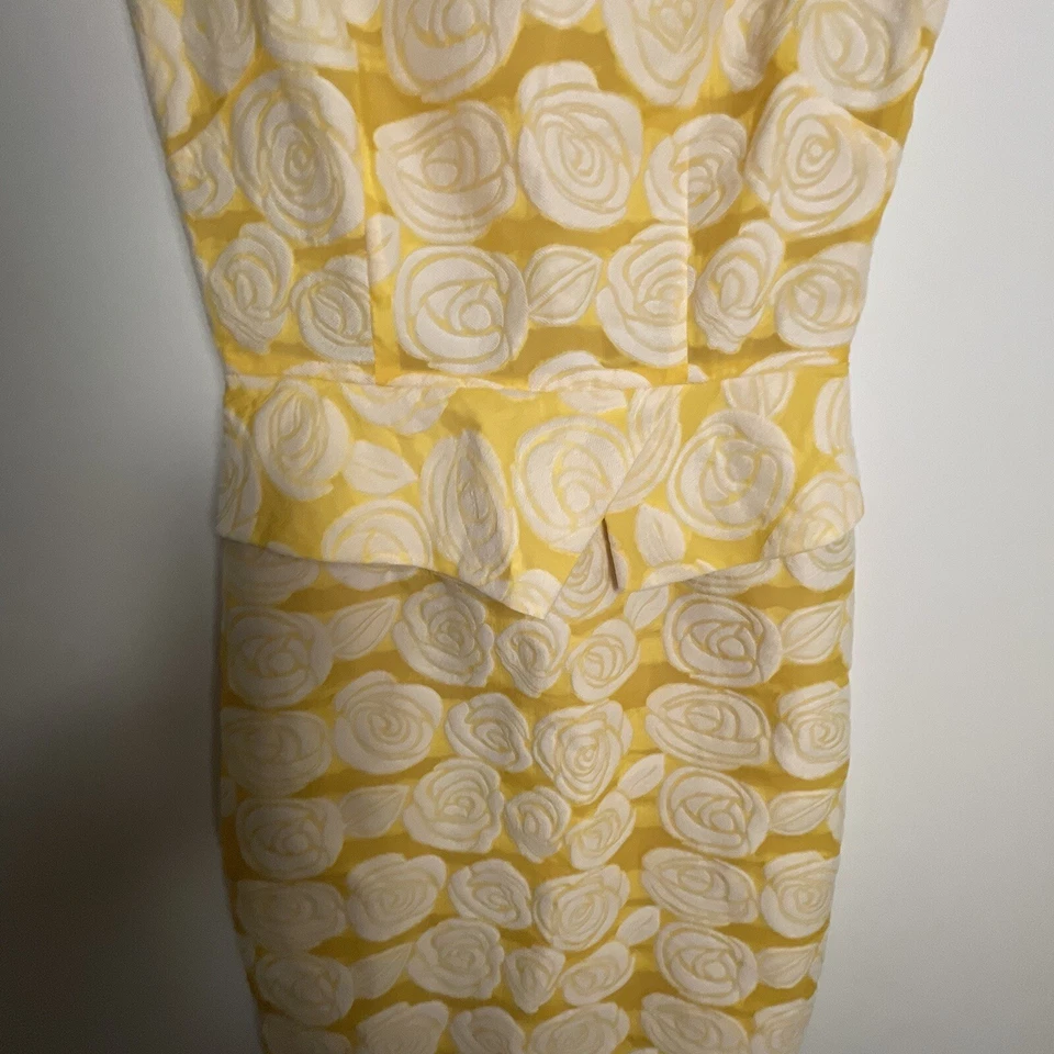 Antonio Melani Yellow Dress With cream roses Professional And fun Peplum Dress - Image 3 of 4