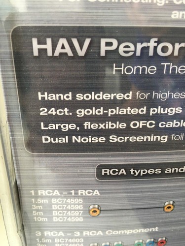 NEW SEALED Hills BC74596 RCA CABLE HOME THEATRE INTERCONNECTS 3 Meters FREE POST - Picture 2 of 5