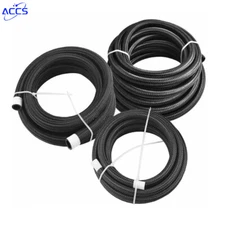 AN4/AN6/AN8/AN10/AN12 Fuel Hose Oil Gas Line Nylon Stainless Steel Braided NEW