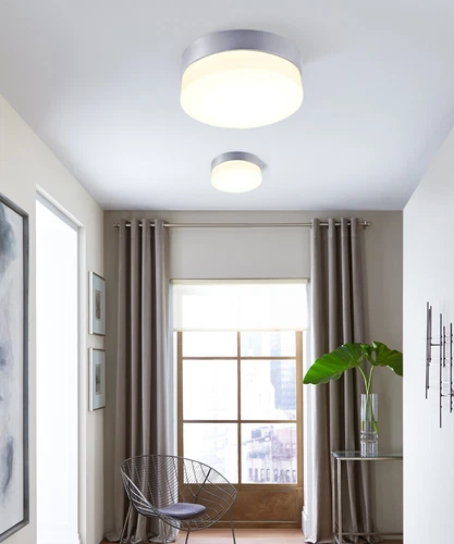 Flux 11"W 1-Light LED Flush Mount Light Fixture Satin Silver Finish - Picture 2 of 8