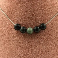 Halskette 5 Perlen Seraphinite Aus Russland 8 Mm Kette Aus Edelstahl Halskette