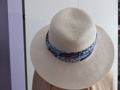  White panama hat with decorative anchor trim by Permanent Vacation.