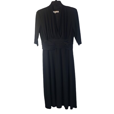 green emerald velvet dress Ella's Striped V-Neck Empire Waist Midi Dress with Tie main image 0