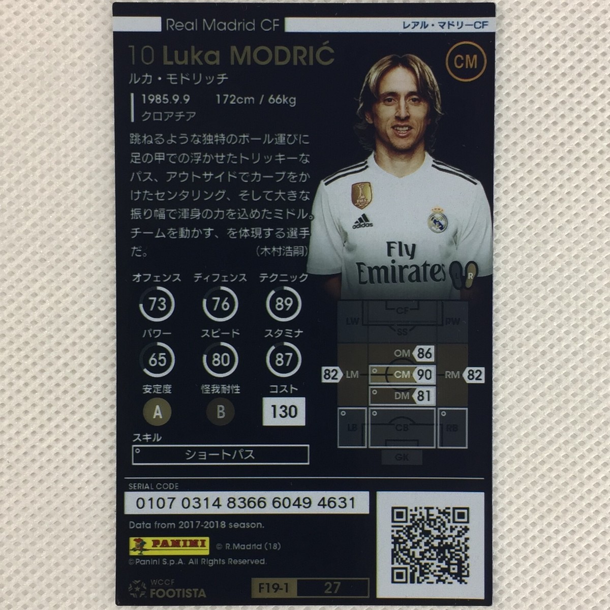SEGA - フッティスタ  モドリッチ Panini WCCF FOOTISTA 2019 Luka Modric Real Madrid F19-1 27