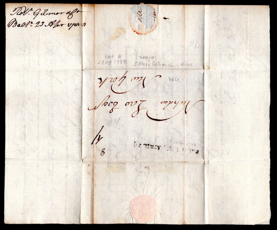 US 1788 MARYLAND COLONIAL FOLDED LETTER DATED "23rd APRIL 1788" - Image 2 of 4