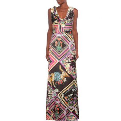 CAVALLI CLASS Maxi Dress Floral Print Multicoloured Dress Size 44 - RP £1175.00