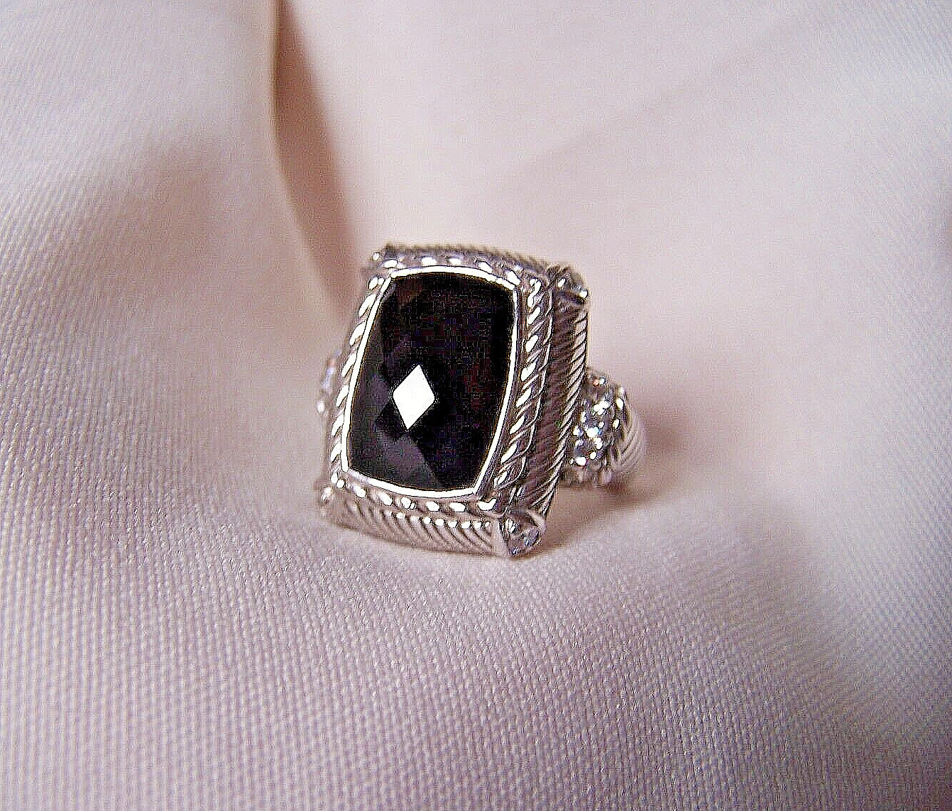 Judith Ripka Onyx  Ring,  Solid Sterling Silver 9… - image 3