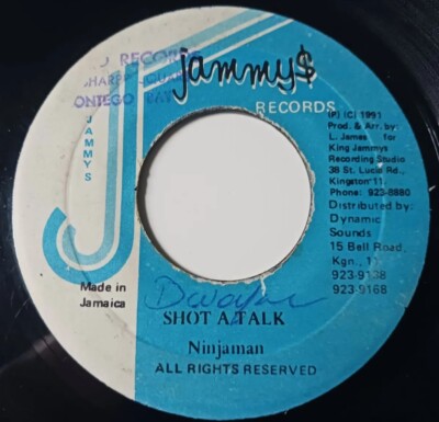 Ninjaman - Shot A Talk / Version Vinyl 45 - 1991 Jammy's Records - Jamaica 