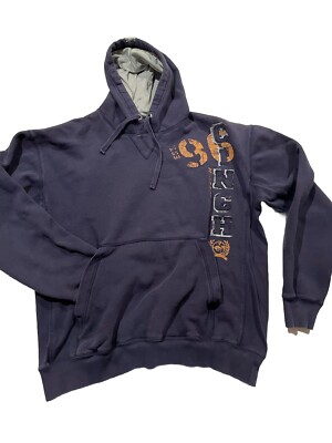 CINCH Men s Size L Blue Pullover Boldly Embroidered Hoodie Drawstring Pockets