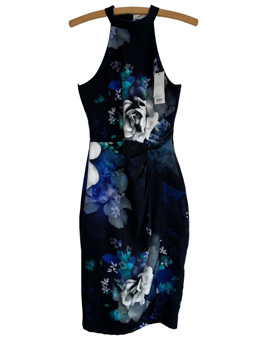 LIPSY LONDON Dress Size 10 Riley Print Halter Navy Blue Floral