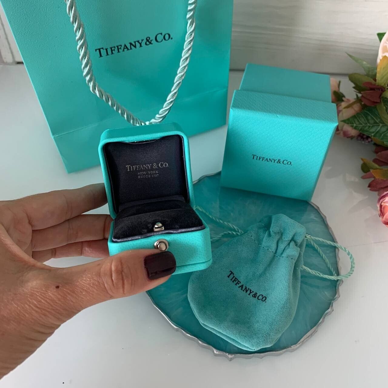 Tiffany & Co Packaging Set for Engagement Ring Box+Bag+Pouch+Outer Box