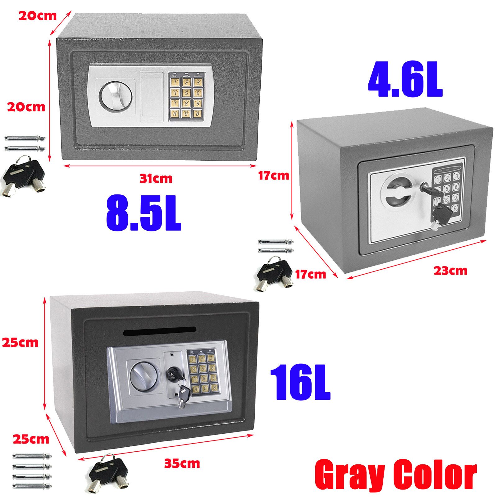 16L Large Safe Steel Electronic Digital Home Office Money Safety Box