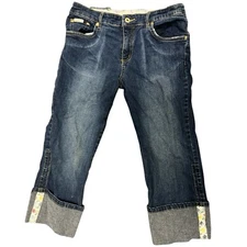 Vintage Baby Phat Cropped Jeans Mid-Rise Size 5 Folded Hem Y2K