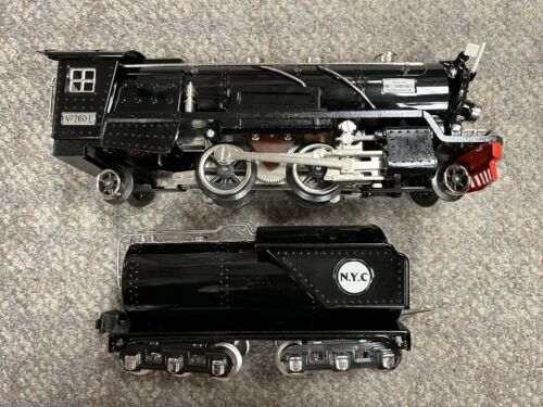 + MTH O Gauge Tinplate NYC Black w/ Nickel 260E Steam Locomotive & Tender w/ Box - Picture 3 of 10
