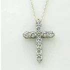 2.00Ct Round Cut VVS1/D Diamond Cross Pendant 14K White Gold Finish Free Chain