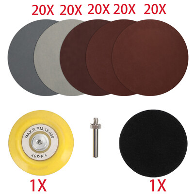 102Pcs 3inch Sanding Discs Wet Dry Hook Loop 800-5000 Grit For Drill Die Grinder