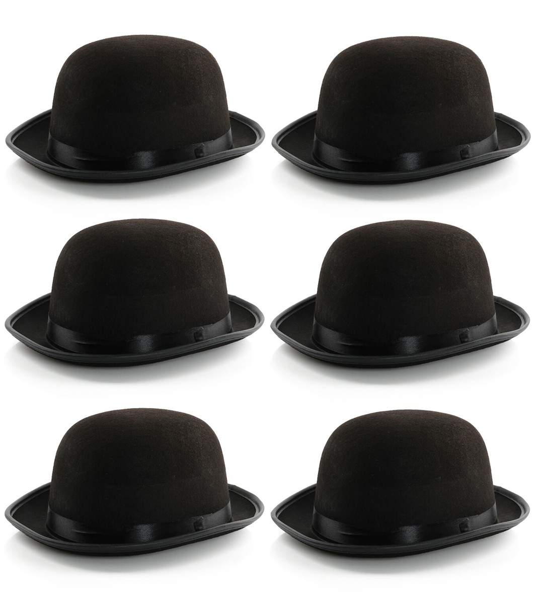 BLACK FELT BOWLER HAT MENS LADIES FANCY DRESS MULTI PACK LOT 55CM