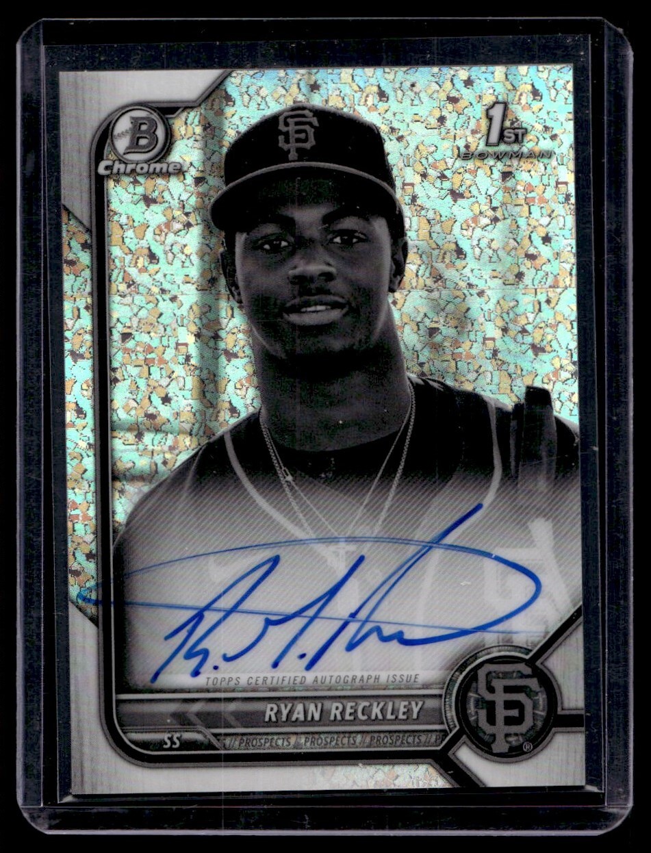 2022 Bowman Chrome #CPA-RR Ryan Reckley Black White Mini Diamond Auto