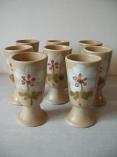 Ancien service à café 8 mazagrans en grès décor fleur floral de 14,8 cm