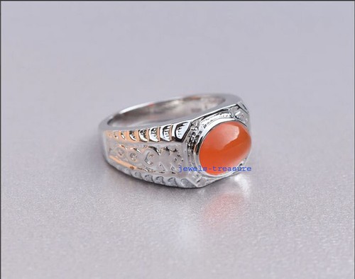 Natural Carnelian Gemstone with 925 Sterling Silver Ring for men's #6779 - Picture 2 of 4
