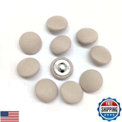 PEPPERLONELY 10PC 15mm Fabric Cloth Covered with Metal Shank Round Buttons, B
