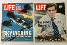 Lot Of 2 Vintage Early 70s Life Magazines Bobby Fischer Chess Sylvia Plath Garbo