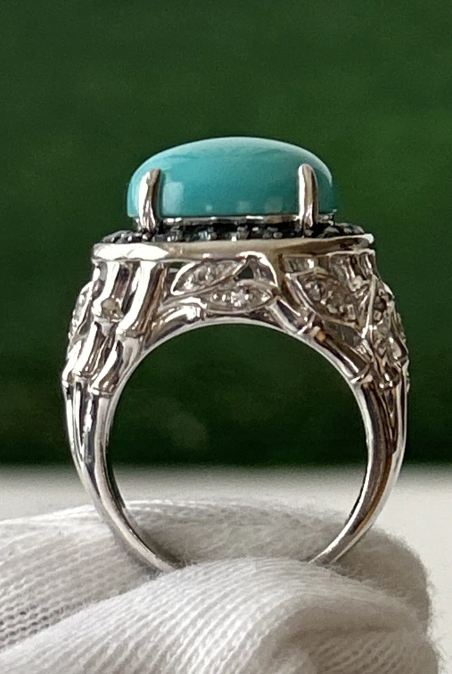 Anillo retirado Victoria Wieck plata esterlina 925 turquesa y topacio azul talla:7 como nuevo Foto 3 de 4