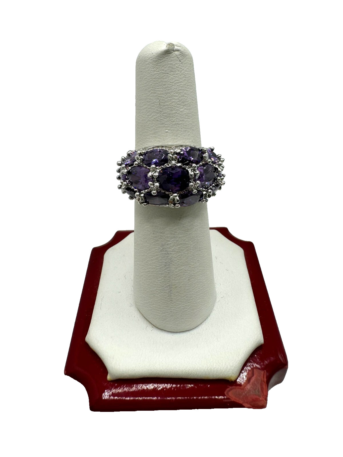 Vintage Sterling Silver 925 Amethyst Cluster Dome… - image 1