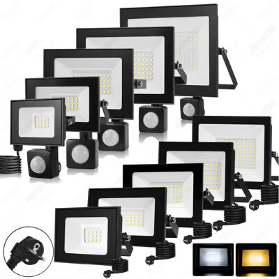LED Fluter Mit Bewegungsmelder/Stecker 10/20/30/50/100/300/500W Außen Strahler