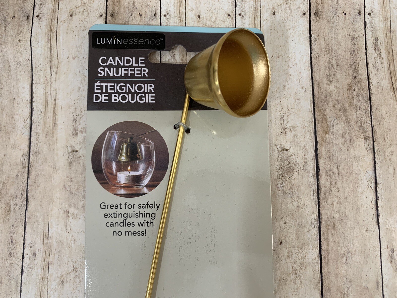 LUMINESSENCE Candle Snuffer Gold Metal Textured Handle Flexible Bell