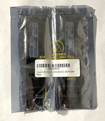 2x Crucial Memory Module 1GB 184-Pin UNBUFF DIMM 128MX6 CT12864Z40B. K16TY - Picture 2 of 2