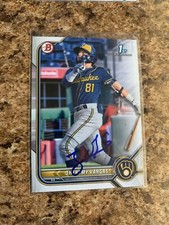 Jheremy Vargas Signed 2022 Bowman Prospects Rc Auto Milwaukee Brewers BP-144