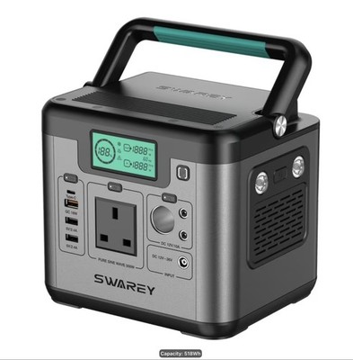 SWAREY Tragbare Powerstation S500 518Wh 230V/1000W Solar Strom Generator Versorgung