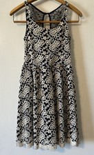 Woman's Navy & Cream Lace Open Back Dress size M feminine classy