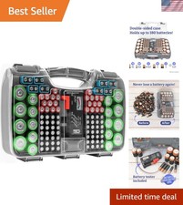 Elegant Gray Battery Storage Organizer for 180 Batteries with Tester  Clear Lid