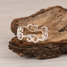 925 Sterling Silver Celtic Scroll Band Ring Vintage Style Filigree Design Band