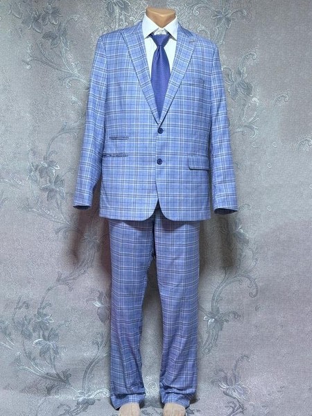 Men MRK Suit Blue Polyester 46 / 3XL / 54