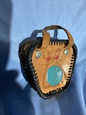 Vintage 1960s Bowling Ball Pin Tooled Leather Coin Purse Zipper Mafco