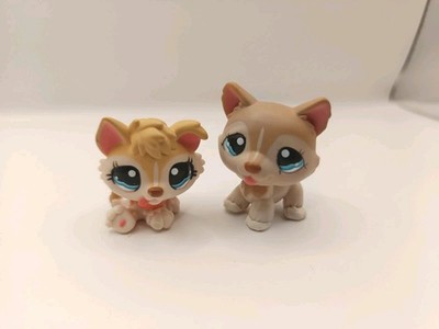 Authentic Littlest Pet Shop Lot 1012 + 1013 Husky Dog Baby Puppy and Mom LPS