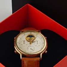 Vintage Seiko 7A48-7030 Gold Chronograph Moon Phase Quartz Men