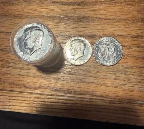1966 Silver Kennedy Half Dollar BU  MS++++ Amazing Smooth Original Roll 40%